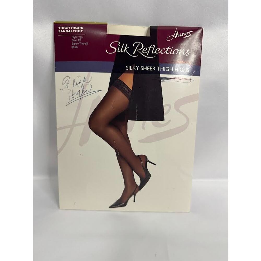 Hanes Silk Reflections Silky Sheer Thigh Highs Size AB Barely There Style 720